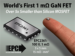 EPC推出首款具有最低1mOhm導通電阻的GaN FET