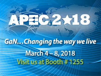 EPC to Showcase Industry-Leading Performance in High Power Density DC-DC Conversion and Multiple High Frequency Applications Using eGaN Technology at APEC 2018 