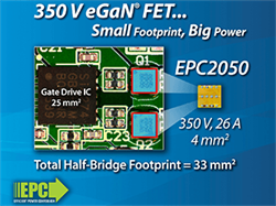 EPC Introduces 350 V eGaN Power Transistor − 20 Times Smaller Than Comparable Silicon
