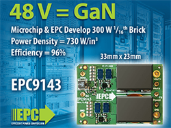 EPC and Microchip Develop 300 W 16th Brick, 48 V – 12 V DC-DC Converter Demonstration Board for High-Density Computing and Data Centers