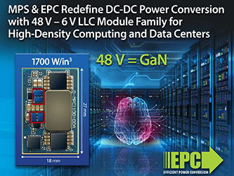 米Monolithic Power Systems（MPS）とEfficient Power Conversion（EPC）、高密度コンピューティングやデータセンター向けに48 V入力、6 V出力のLLCモジュール・ファミリーを製品化、DC-DC電力変換を再定義へ