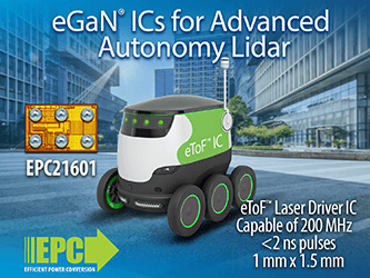 Efficient Power Conversion (EPC) Revolutionizes Lidar System Design with Release of eToF Laser Driver IC Family of Products