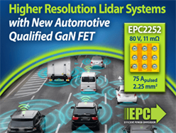 Efficient Power Conversion（EPC）、高度な自律性を実現する新しい車載品質GaN FETを発売、高解像度のLidarシステムを設計可能