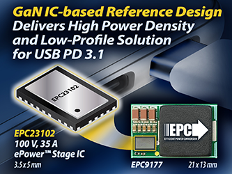 Efficient Power Conversion（EPC）、GaNの集積化パワー段を製品化、高電力密度、低背のUSB PD 3.1規格充電器ソリューションに最適