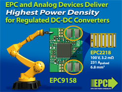 Highest Power Density for Regulated DC-DC Converters Achieved Using EPC GaN FETs and Analog Devices Controller