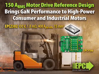150 ARMS Motor Drive Reference Design with GaN FETs Provides Best Performance for eMobility, Forklifts, and High-Power Drones