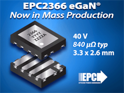 EPC、耐圧40 VのEPC2366を量産開始へ、第7世代（Gen 7）のeGaNパワー・トランジスタで初めて