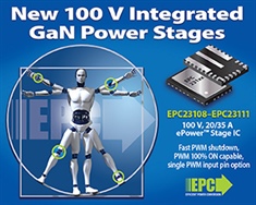 EPC、モーター駆動向けに最適化した100 Vの集積化GaNパワー段の製品、制御と保護を改善へ