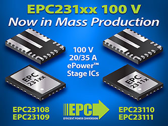 EPC宣布量產適用於高效能馬達驅動的100 V整合式GaN功率級